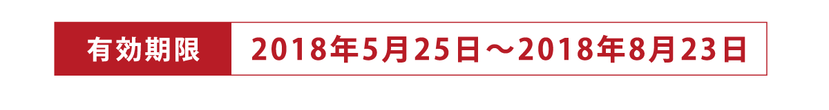 有効期限：2018年5月25日～2018年8月23日